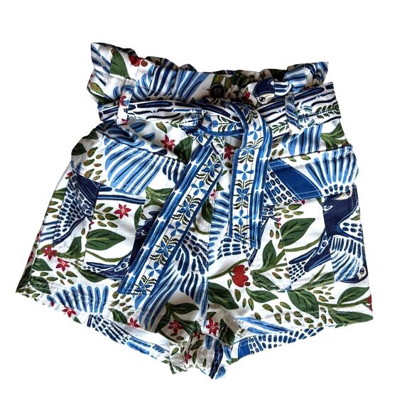 FARM Rio High Waist Shorts in Blue Tropical Print Size XSmall - Picture 2 of 7